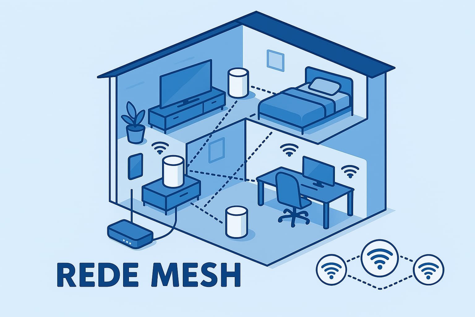 É nesse cenário que surge a Rede Mesh, uma solução moderna e eficiente para problemas de cobertura e estabilidade de sinal.