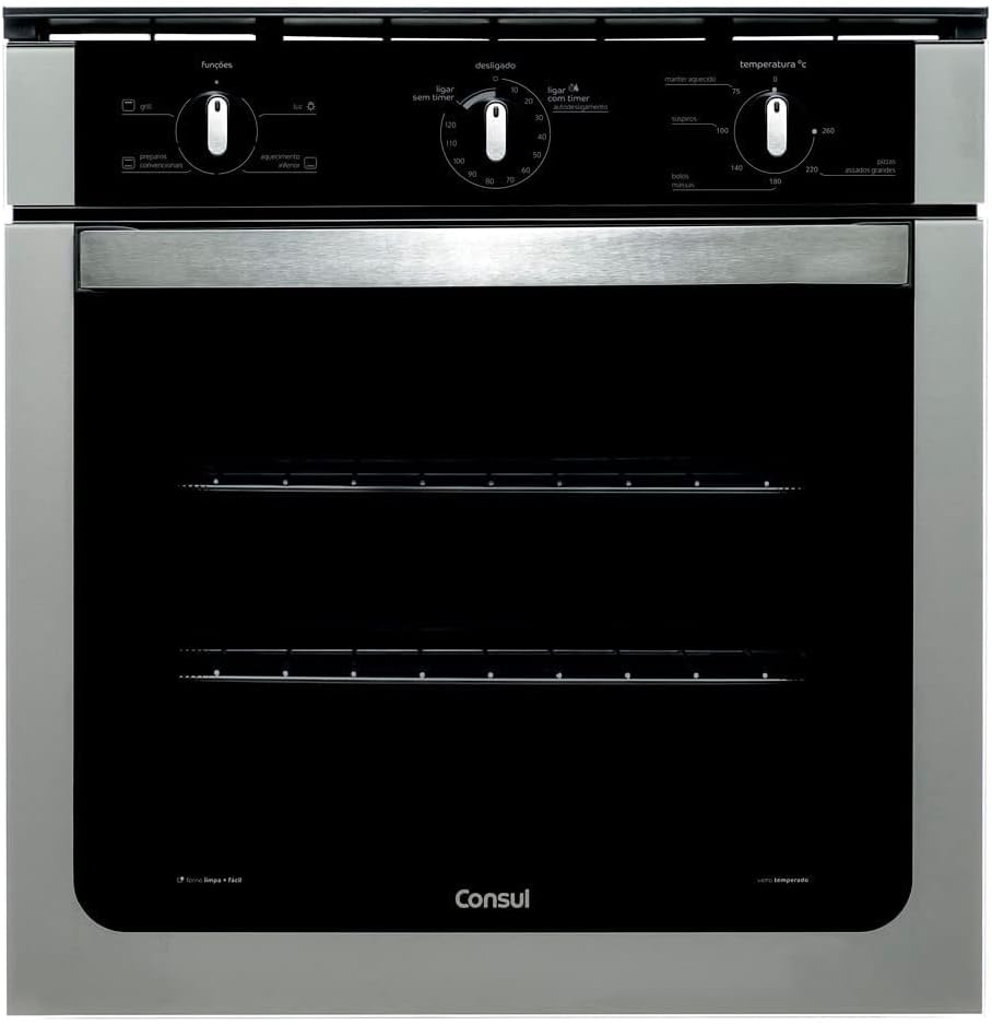 Forno de Embutir Elétrico Consul 84L com Grill e Timer - COB84ARBN